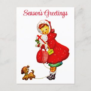 Cute Vintage Christmas Seasons Greetings Postcard