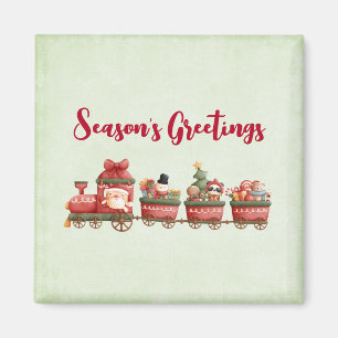 Cute Vintage Christmas Train with Toys Magnet