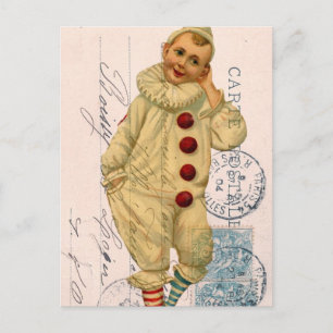 Cute Vintage Clown Postcard Digital Art