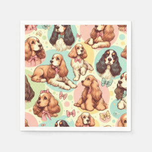 Cute Vintage Cocker Spaniel Seamless Pattern Napkin