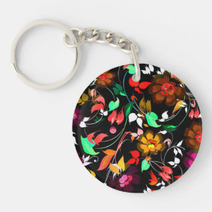Cute vintage colourful floral texture key ring