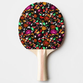 Cute vintage colourful floral texture ping pong paddle