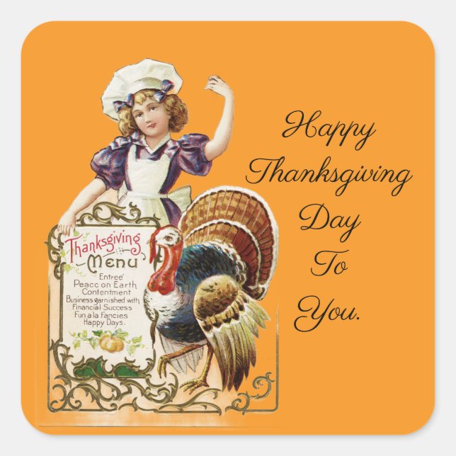 Cute Vintage Cook With Menu Sticker (Front)