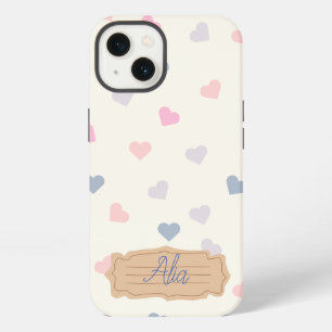cute vintage cosy boho blue pink orange love heart iPhone 13 case