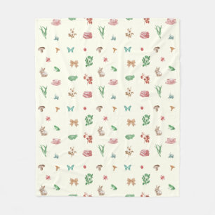 Cute Vintage Cottagecore Aesthetic Pattern Fleece Blanket