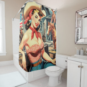 Cute Vintage Country Girl Pin-up Shower Curtain