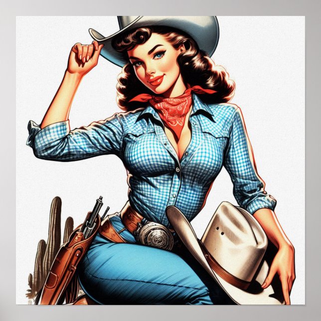 Cute Vintage Country Girl Poster (Front)