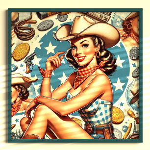 Cute Vintage Cowgirl Poster