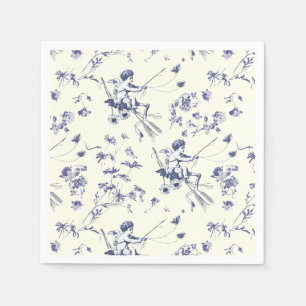 Cute Vintage Cupid Angel Blue Floral Toile Napkin
