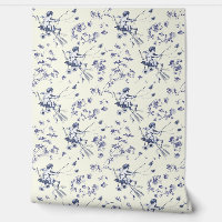 Cute Vintage Cupid Angel Blue Floral Toile