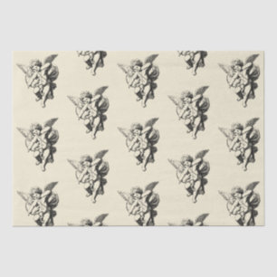 Cute Vintage Cupid Angel on Beige Tissue Paper