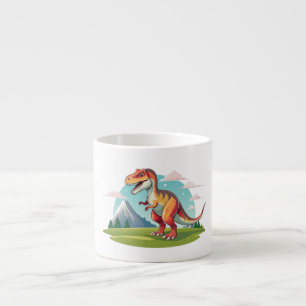 Cute vintage Dinosaur T Rex with Mountain Espresso Cup