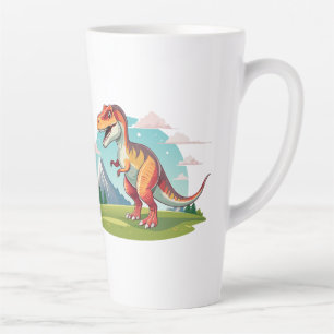 Cute vintage Dinosaur T Rex with Mountain Latte Mug