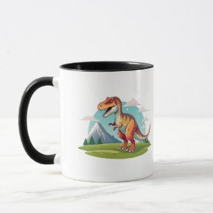 Cute vintage Dinosaur T Rex with Mountain Mug
