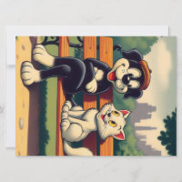 Cute, vintage dog/cat cartoon