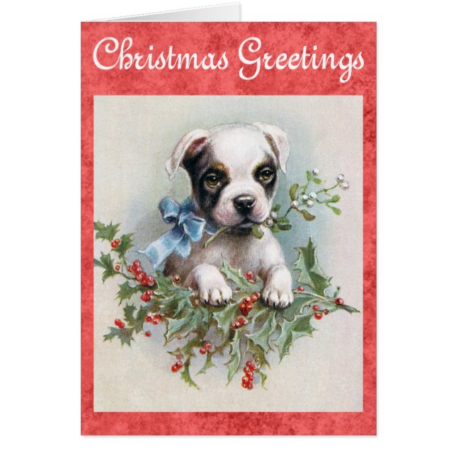 Cute Vintage Dog Christmas Greetings (Front)