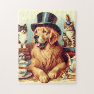 Cute Vintage Dog Painting Jigsaw Puzzle
