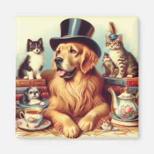 Cute Vintage Dog Painting Magnet