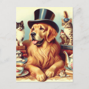 Cute Vintage Dog Painting Postcard
