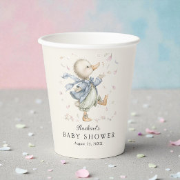Cute Vintage Duck Storybook Baby Shower Paper Cups