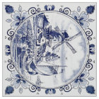 Cute Vintage Dutch Windmill Sailboat Delft Blue