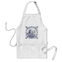 Cute Vintage Dutch Windmill Sailboat Delft Blue