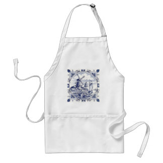 Cute Vintage Dutch Windmill Sailboat Delft Blue Standard Apron