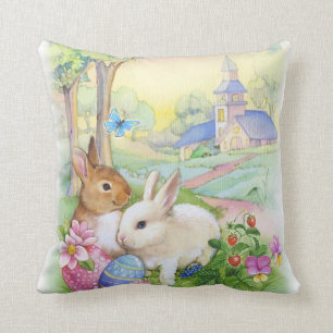Cute vintage Easter bunnies Cushion