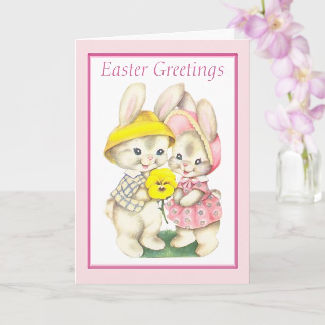 Cute Vintage Easter Bunny Card (Orchid)