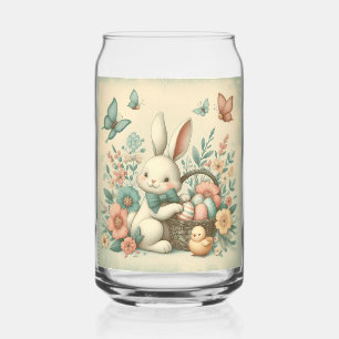 Cute, Vintage Easter bunny & chick Can Glass