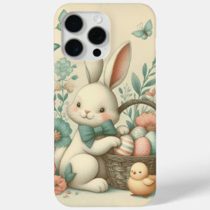 Cute, Vintage Easter bunny & chick iPhone 15 Pro Max Case