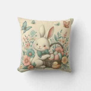 Cute, Vintage Easter bunny & chick Cushion