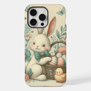 Cute, Vintage Easter bunny & chick iPhone 15 Pro Max Case