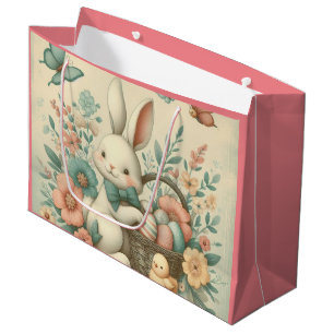 Cute, Vintage Easter bunny & chick Large Gift Bag