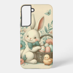 Cute, Vintage Easter bunny & chick Samsung Galaxy Case