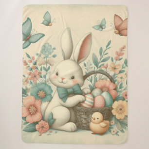 Cute, Vintage Easter bunny & chick Sherpa Blanket