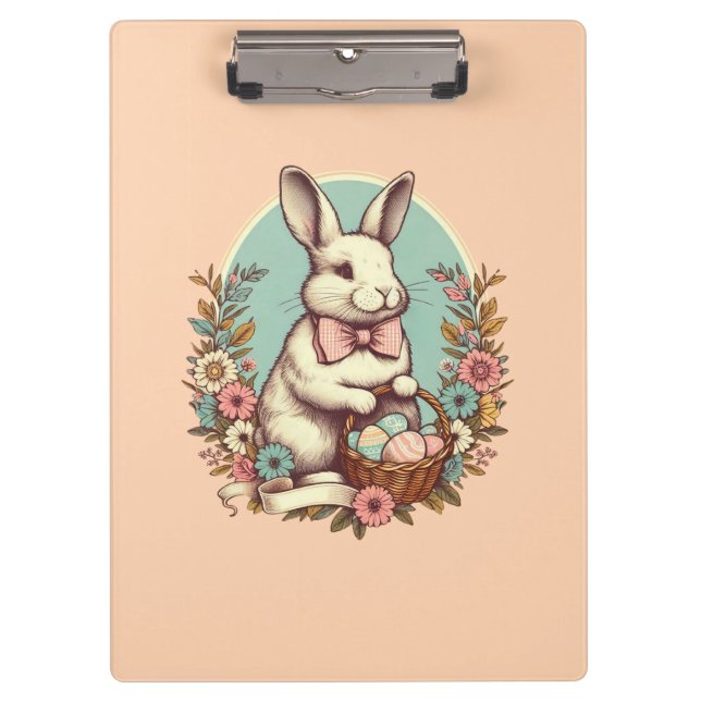Cute, vintage Easter bunny/egg/basket  Clipboard (Front)
