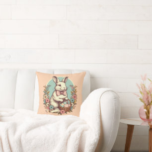 Cute, vintage Easter bunny/egg/basket Cushion
