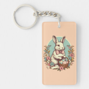Cute, vintage Easter bunny/egg/basket  Key Ring