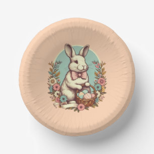 Cute, vintage Easter bunny/egg/basket Paper Plate