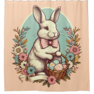 Cute, vintage Easter bunny/egg/basket Shower Curtain
