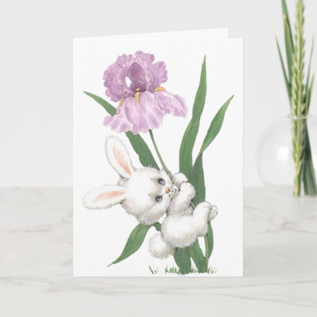 Cute Vintage Easter Bunny Holiday Card (Front)