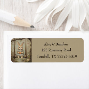 Cute Vintage Easter Bunny Rabbit Brunch Watercolor Return Address Label