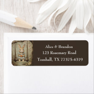 Cute Vintage Easter Bunny Rabbit Brunch Watercolor Return Address Label