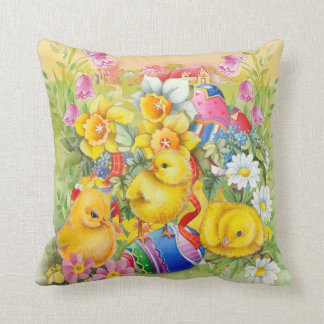 Cute vintage Easter chicks Cushion