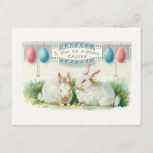 Cute Vintage Easter Eggs and Bunnies Postcard