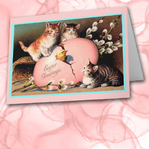 Cute Vintage Easter Kittens Greeting Card