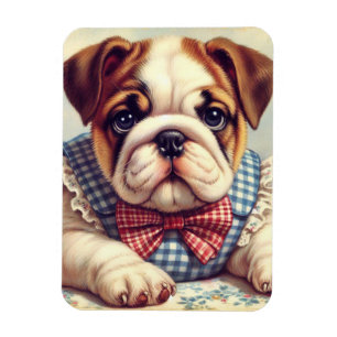 Cute Vintage English Bulldog Art Magnet