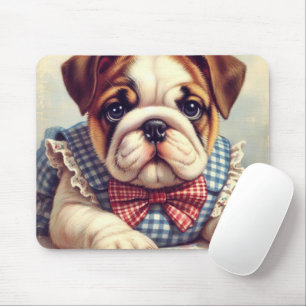 Cute Vintage English Bulldog Art Mouse Pad