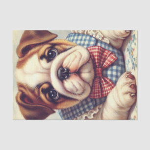Cute Vintage English Bulldog Art Tissue Paper